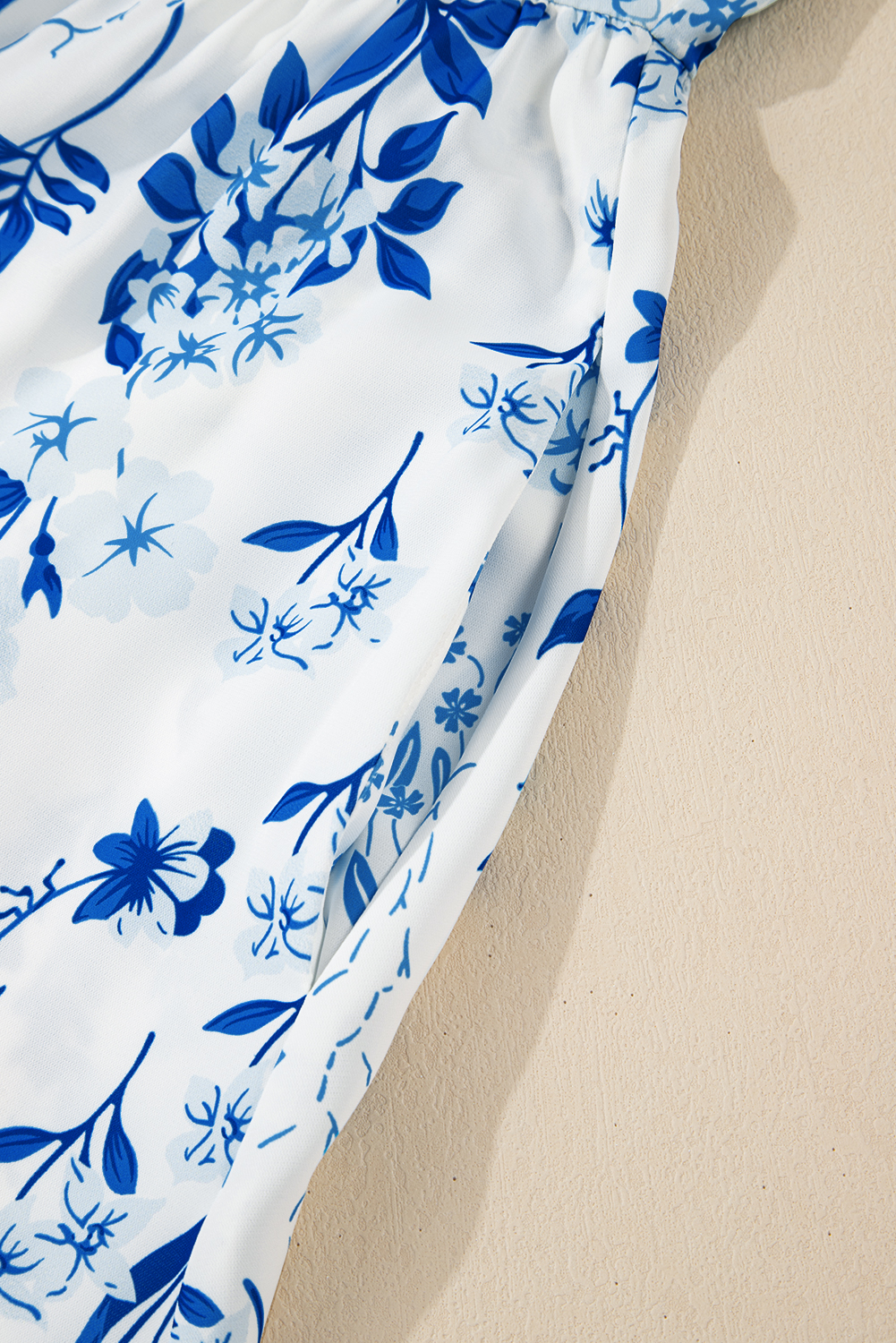 Plus Size Sky Blue Floral Print Sweetheart Neck  Midi Dress