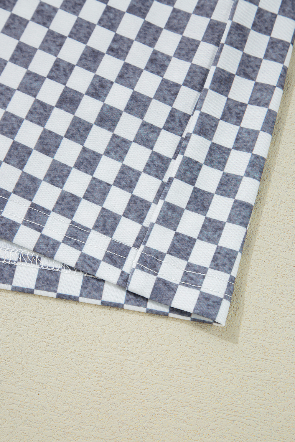 Plus Size Gray Checkerboard Lace-Up High Waist  Casual Shorts