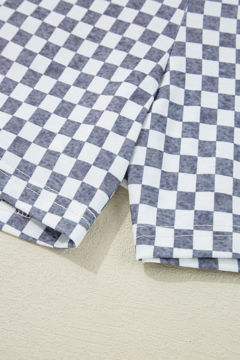 Plus Size Gray Checkerboard Lace-Up High Waist  Casual Shorts