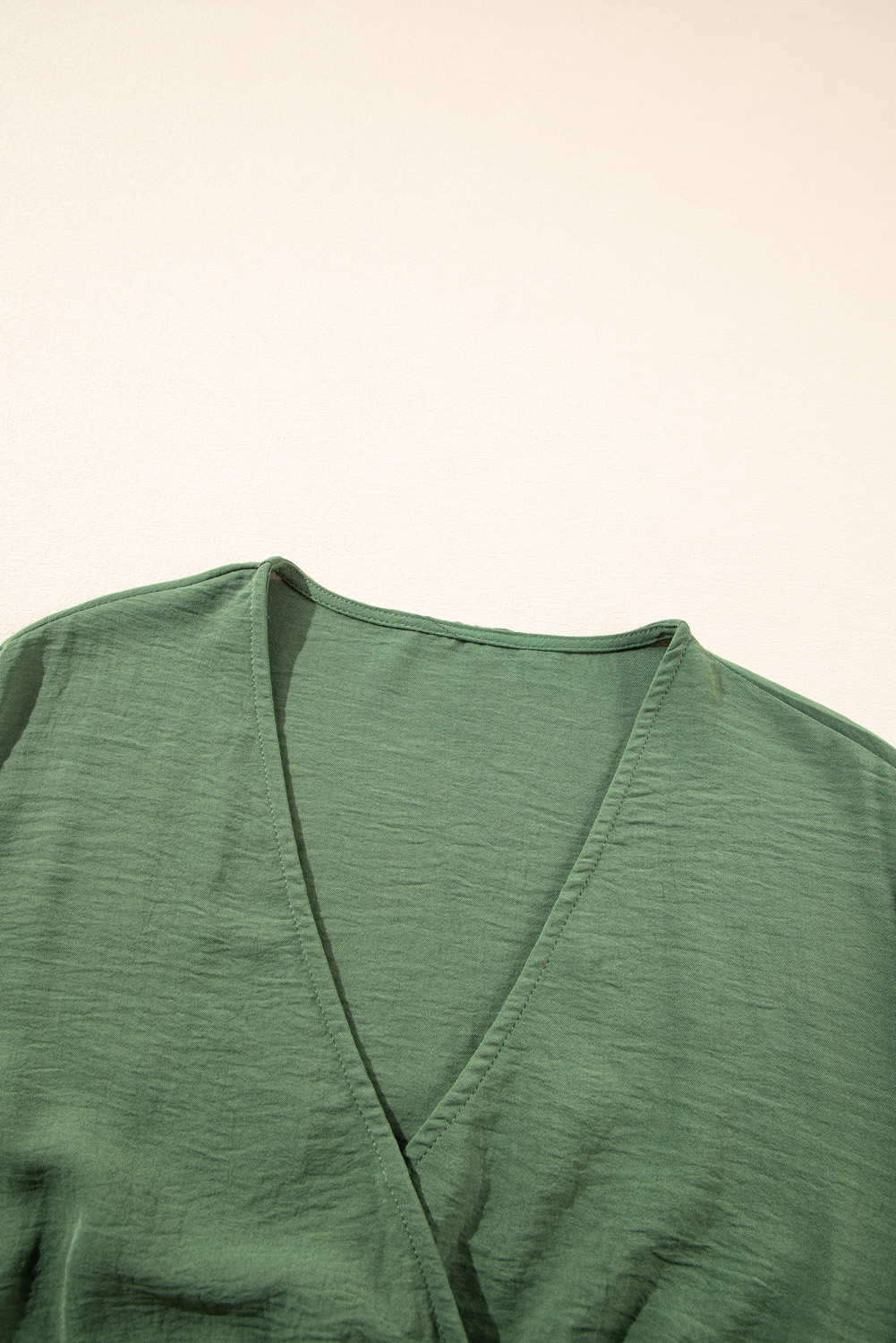 Plus Size Four Leaf Clover Surplice Neckline Shirred High Waist  Maxi Dress