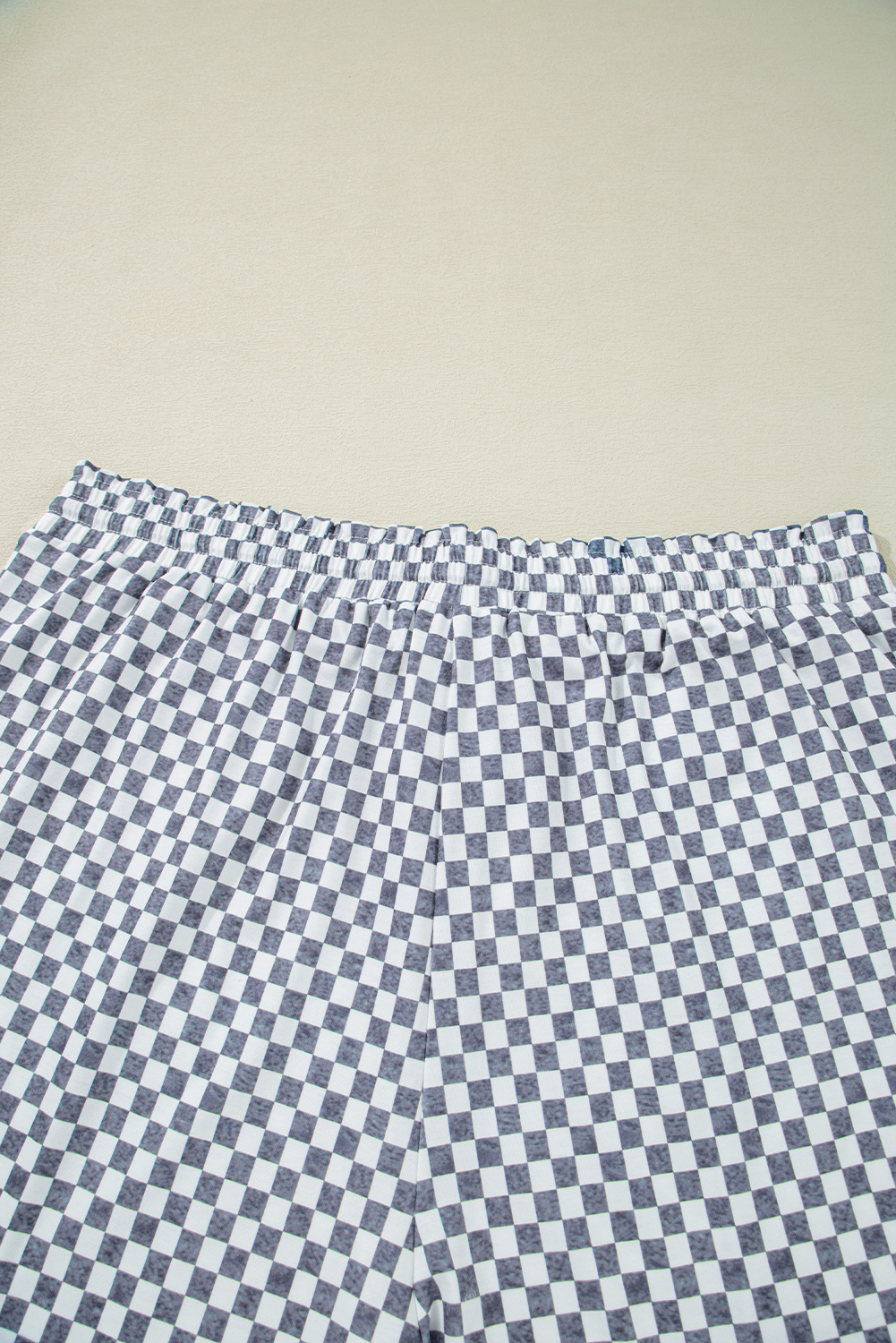 Plus Size Gray Checkerboard Lace-Up High Waist  Casual Shorts