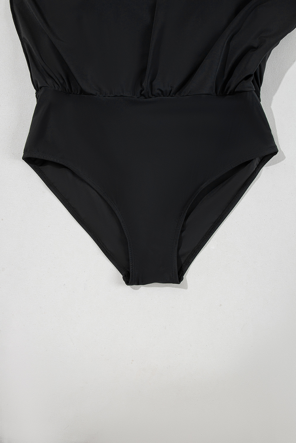 Plus Size Black Solid Color Square Neck Knotted  One Piece Swimsuit