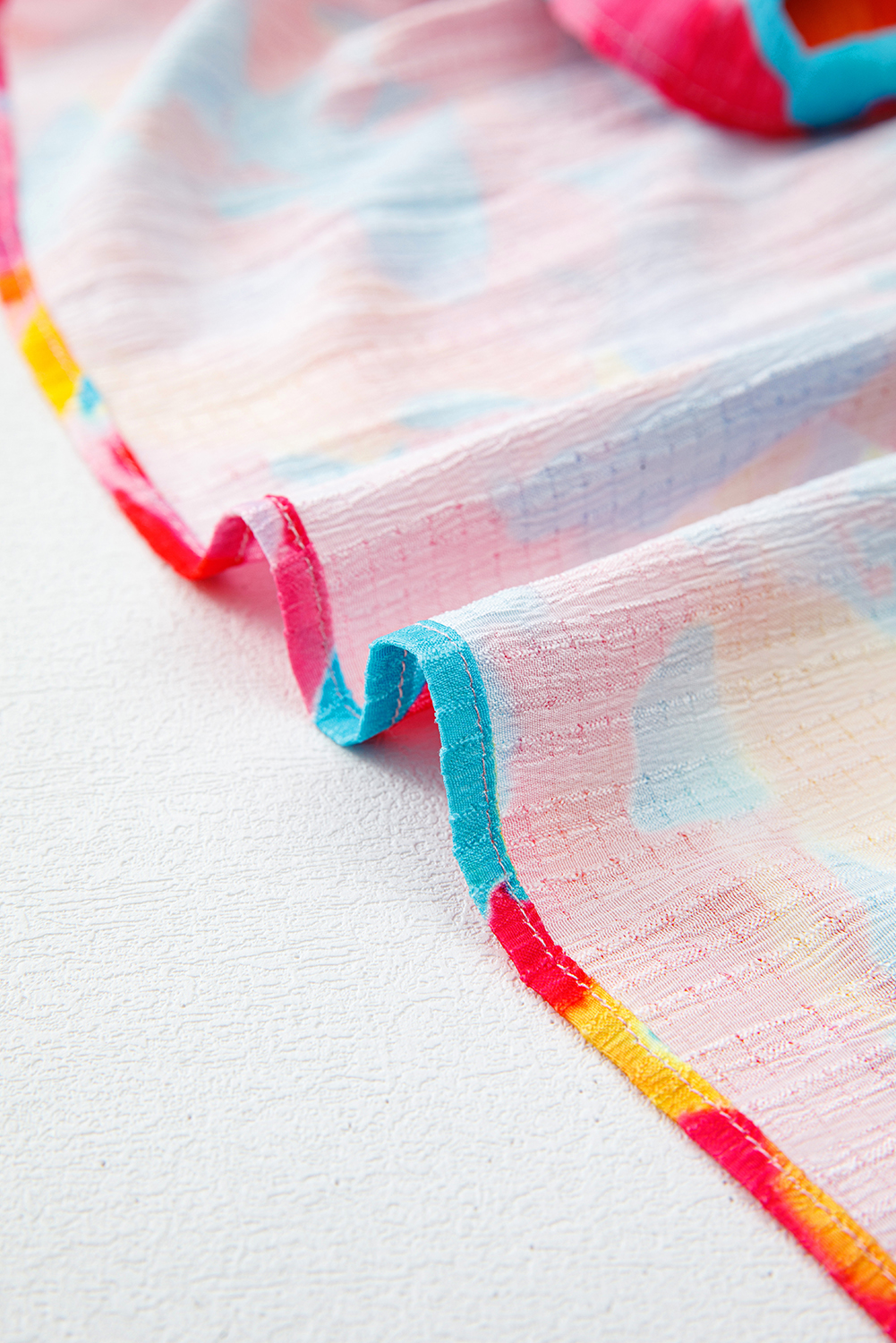 Plus Size Rose Abstract Printed Puff Sleeve Square Neck Smocked Bust Tied Back  Dress