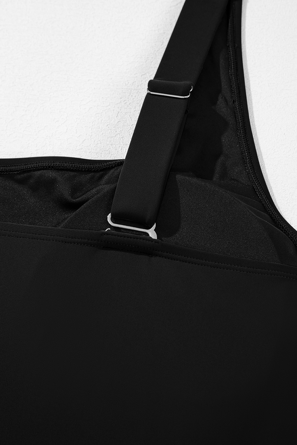 Plus Size Black Solid Color Square Neck Knotted  One Piece Swimsuit