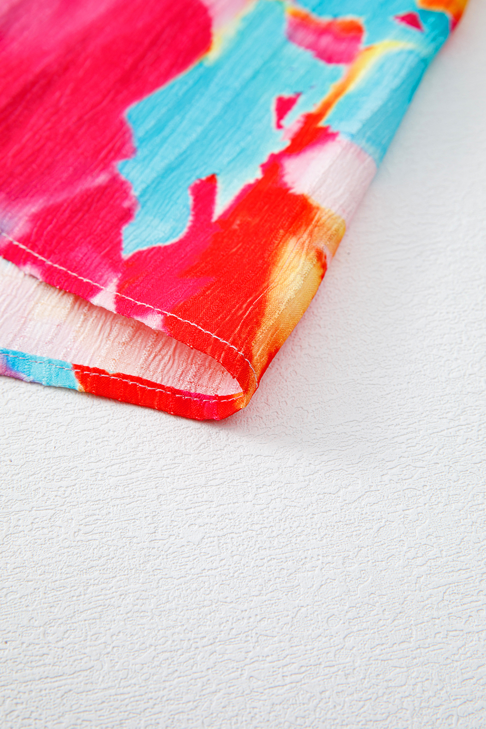 Plus Size Rose Abstract Printed Puff Sleeve Square Neck Smocked Bust Tied Back  Dress