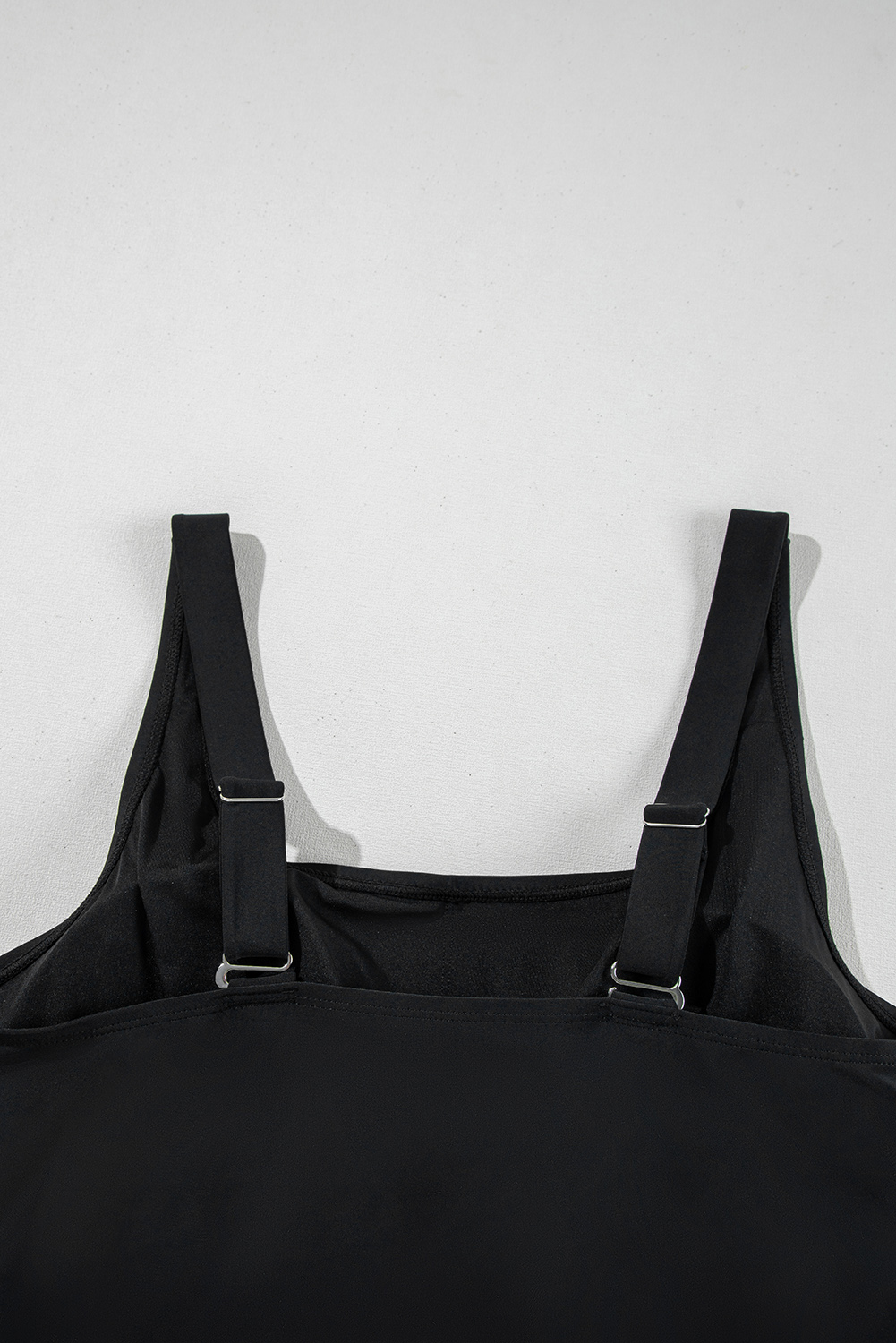 Plus Size Black Solid Color Square Neck Knotted  One Piece Swimsuit