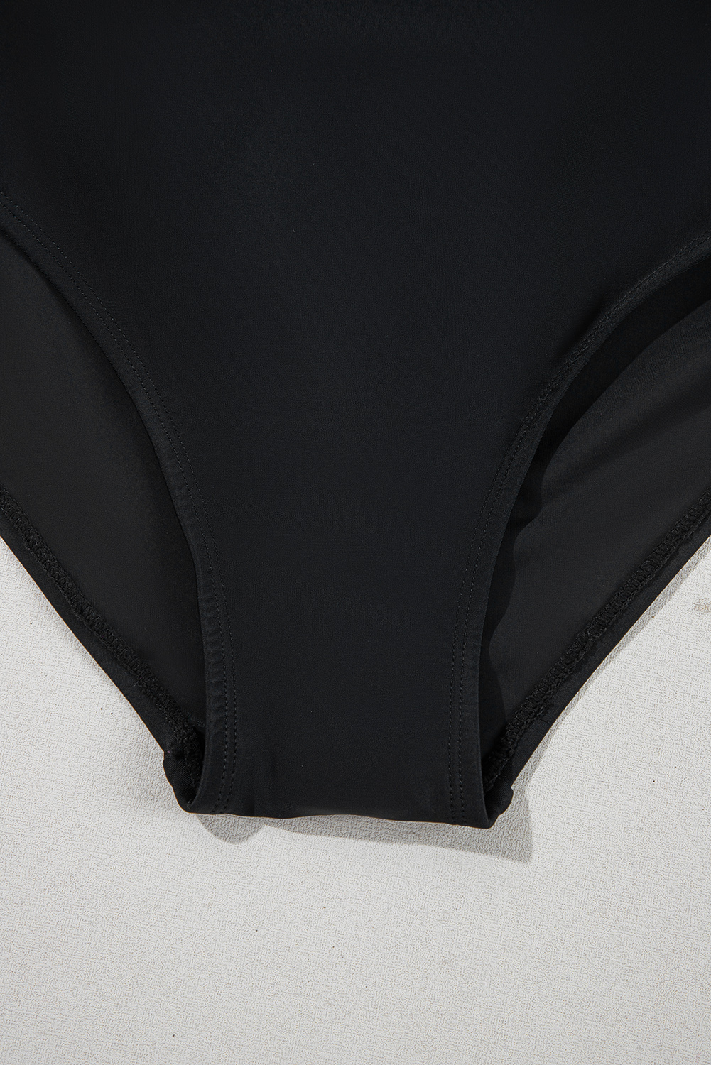 Plus Size Black Solid Color Square Neck Knotted  One Piece Swimsuit