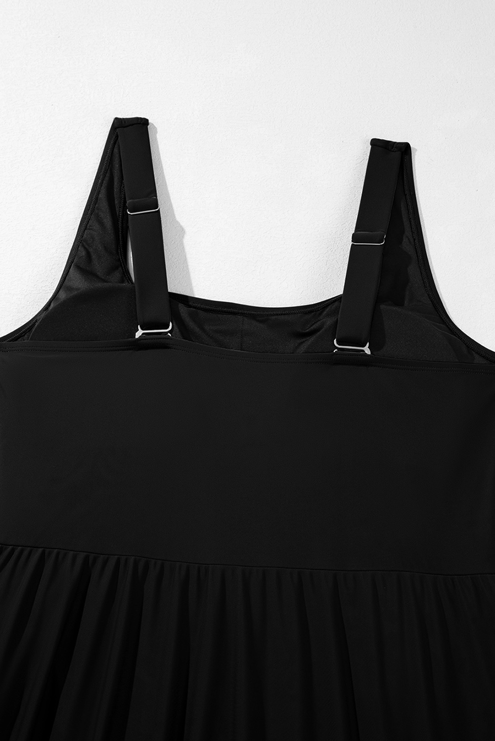 Plus Size Black Solid Color Square Neck Knotted  One Piece Swimsuit