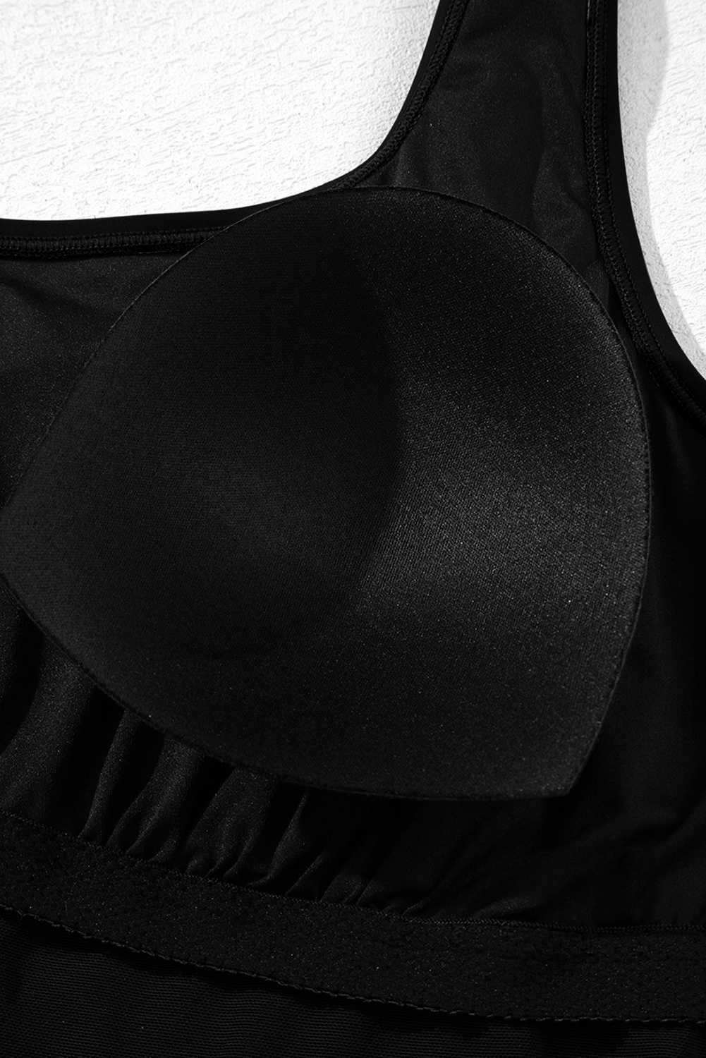 Plus Size Black Solid Color Square Neck Knotted  One Piece Swimsuit