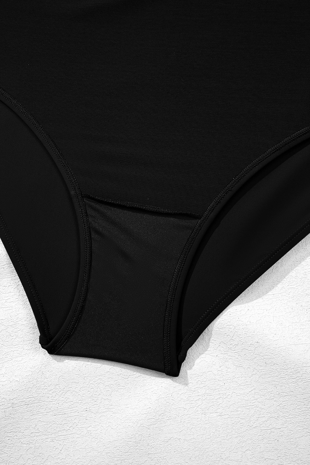 Plus Size Black Solid Color Square Neck Knotted  One Piece Swimsuit