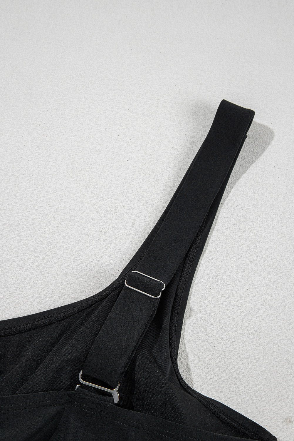 Plus Size Black Solid Color Square Neck Knotted  One Piece Swimsuit