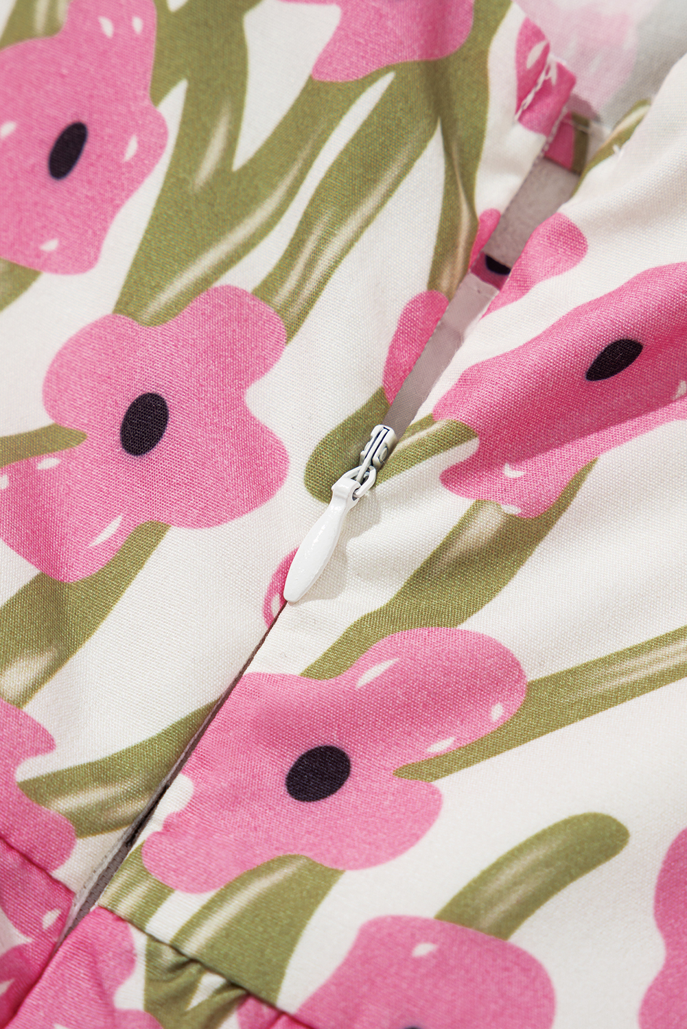 Plus Size Pink  Ruffle Trim Square Neck High Waist Floral Maxi Dress