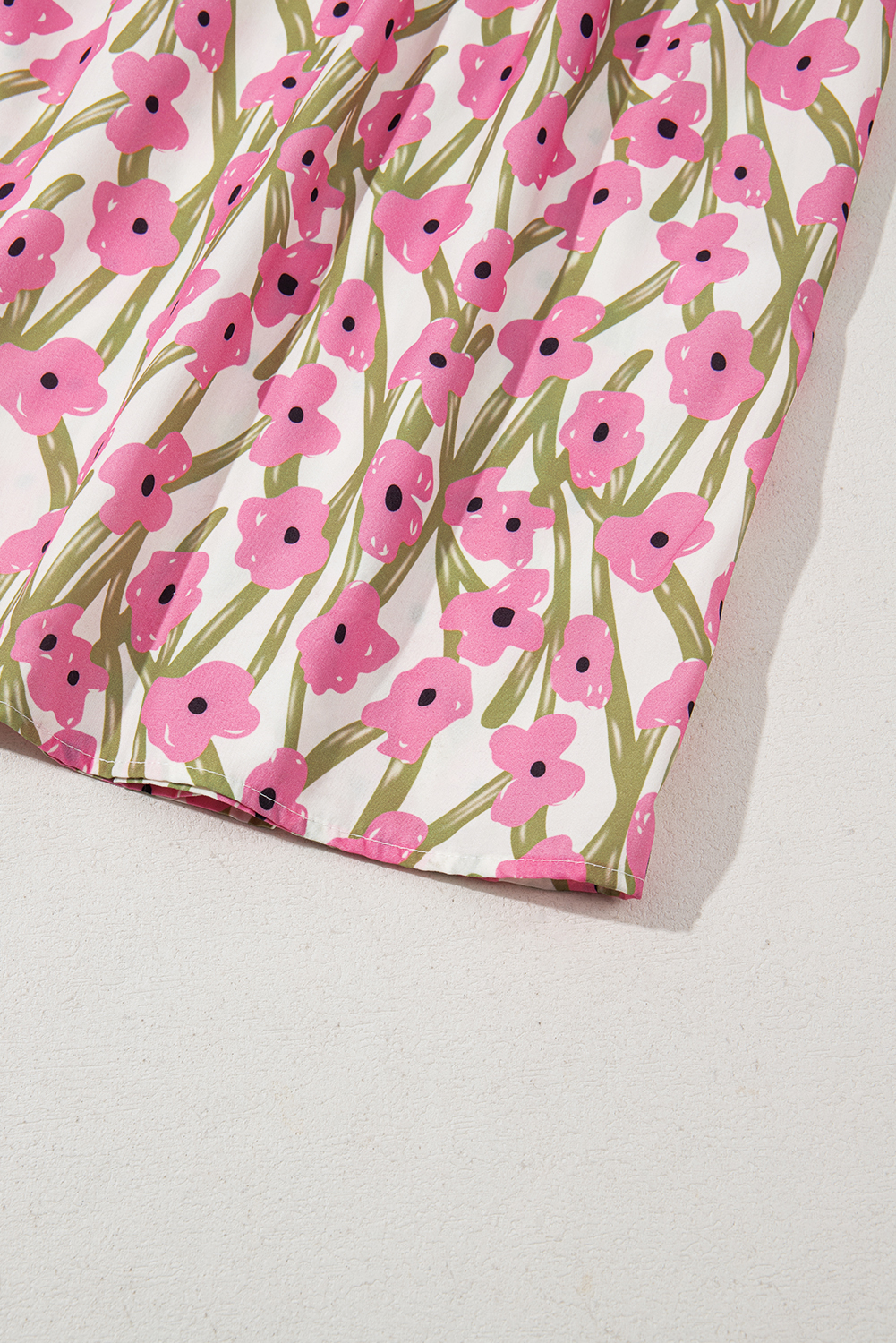 Plus Size Pink  Ruffle Trim Square Neck High Waist Floral Maxi Dress