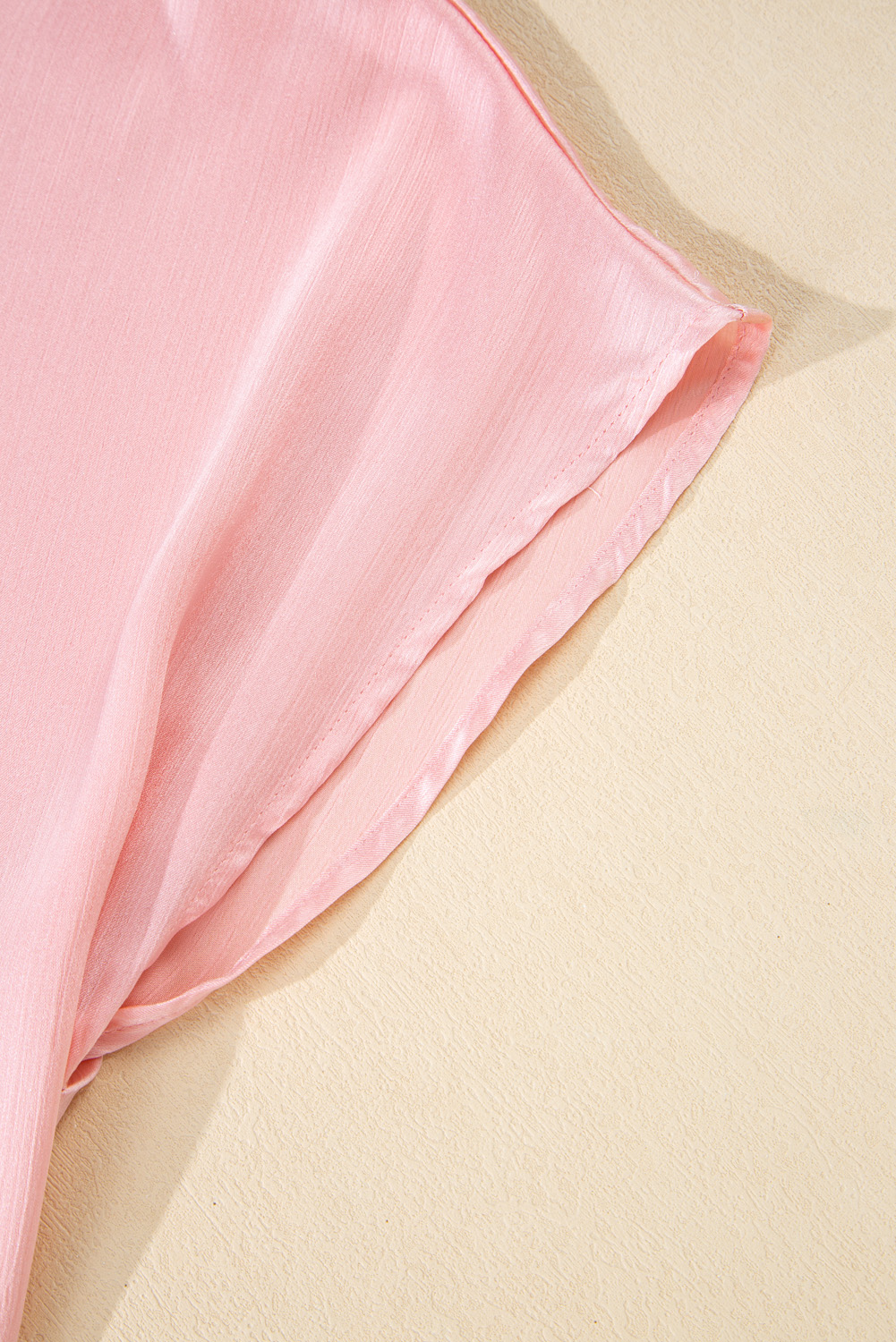 Plus Size Pink Metallic Gloss Short Batwing Sleeve  Top