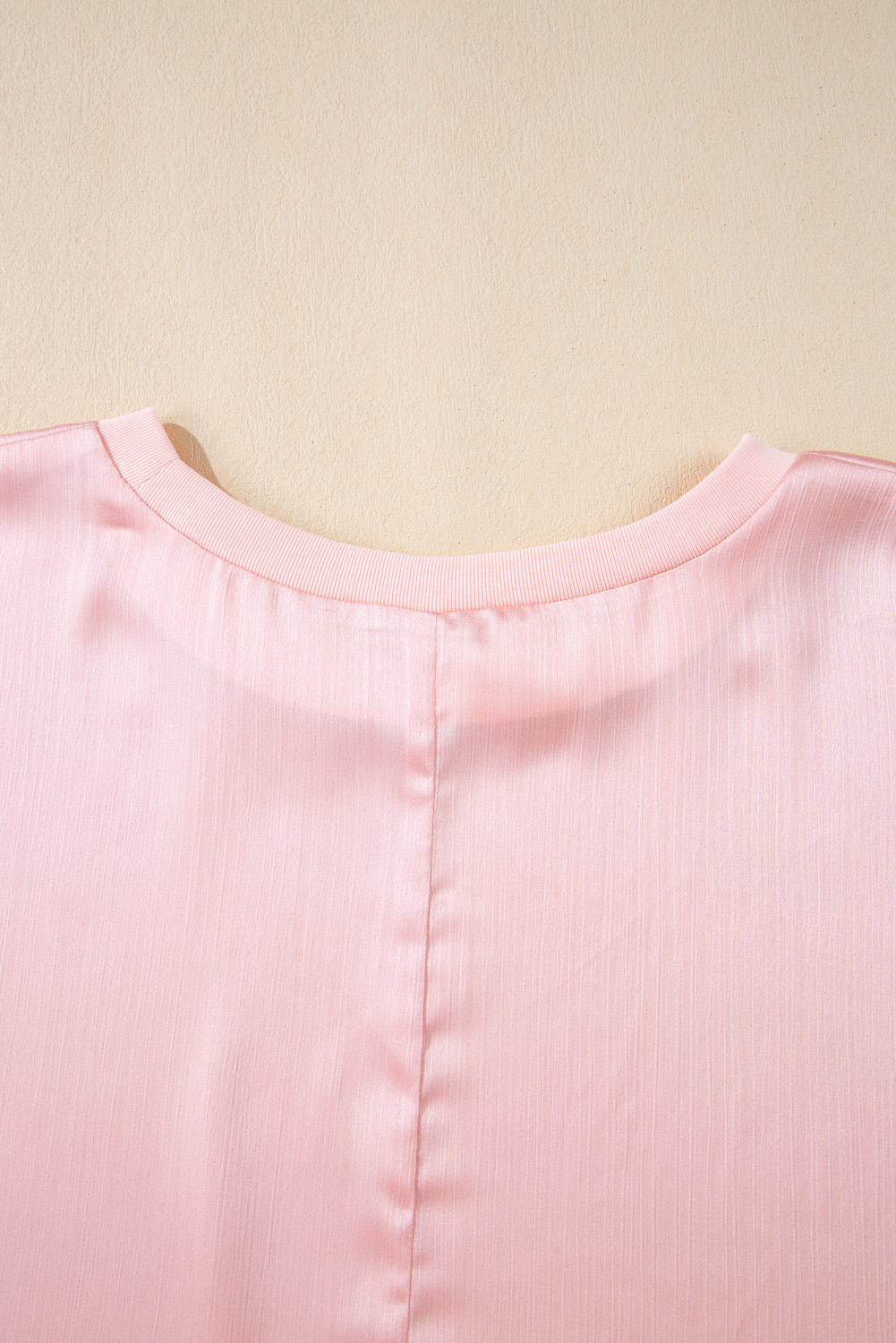 Plus Size Pink Metallic Gloss Short Batwing Sleeve  Top