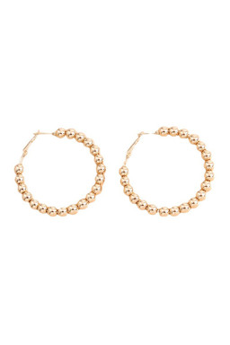 Gold Plated Beads Alloy Hoop Earrings