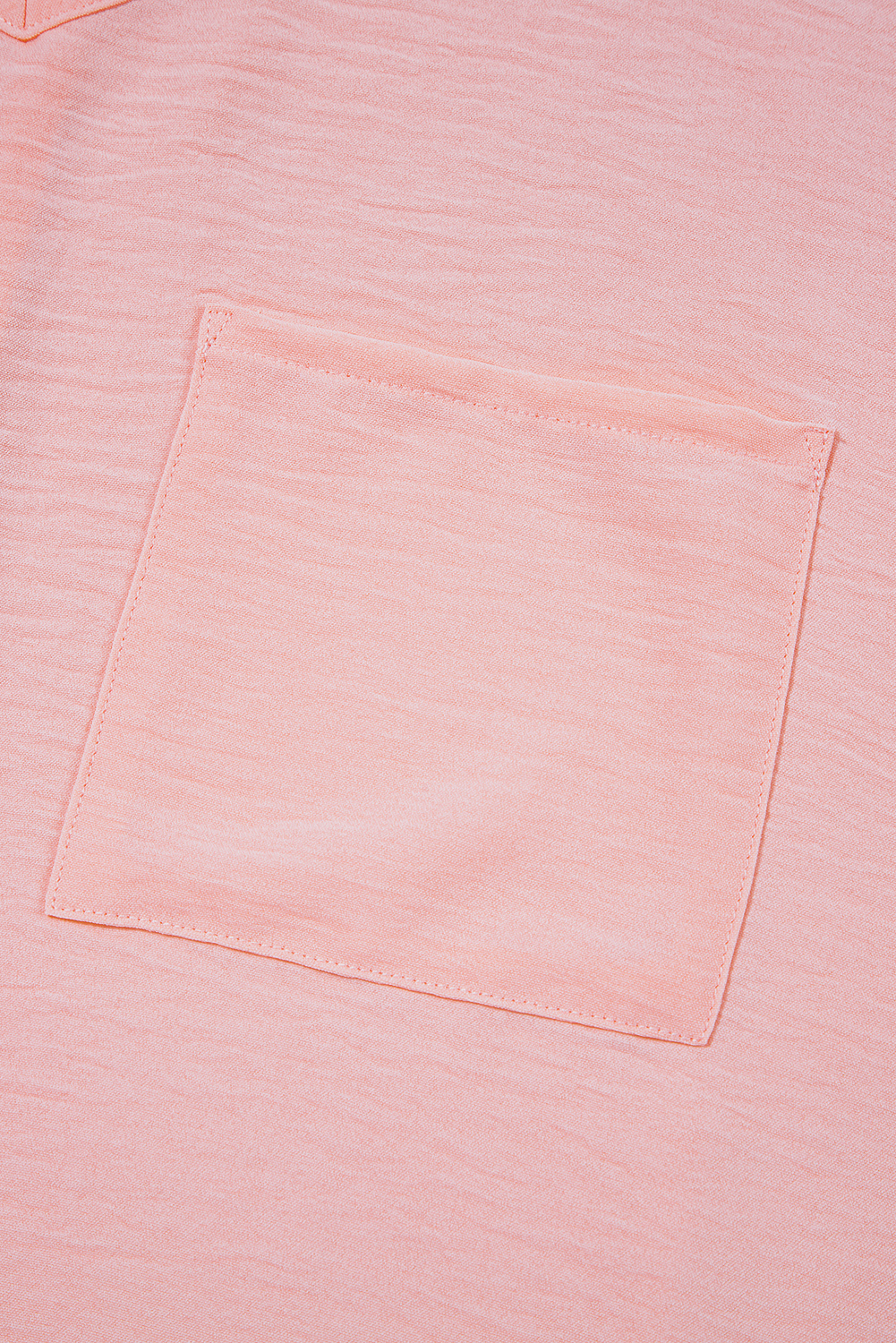 Plus Size Pink Textured Half Sleeve V Neck  T Shirt with Chest Pocket