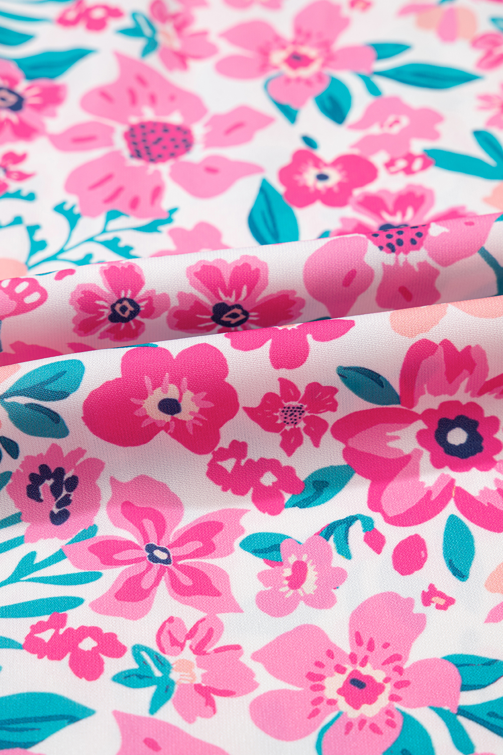 Plus Size White  Floral Print Frilled Short Sleeve Flare Dress