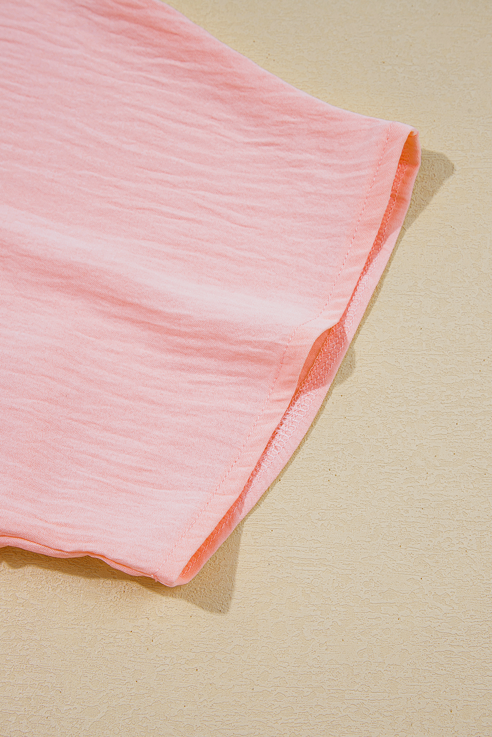 Plus Size Pink Textured Half Sleeve V Neck  T Shirt with Chest Pocket