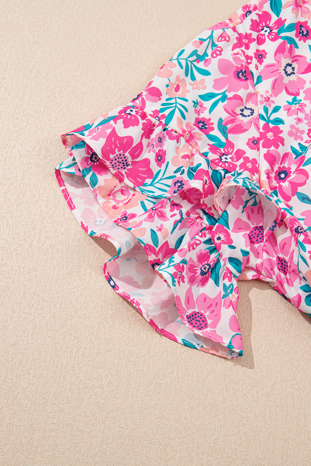 Plus Size White  Floral Print Frilled Short Sleeve Flare Dress