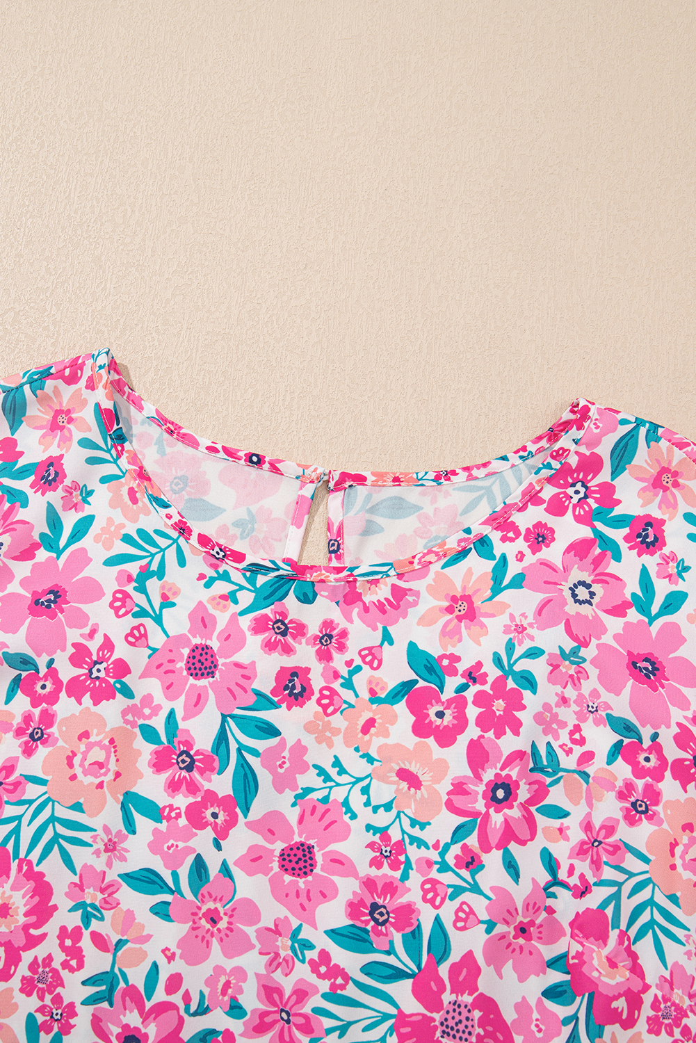 Plus Size White  Floral Print Frilled Short Sleeve Flare Dress