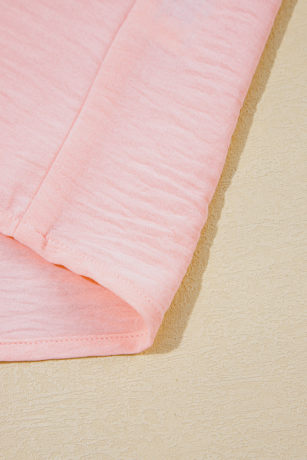 Plus Size Pink Textured Half Sleeve V Neck  T Shirt with Chest Pocket