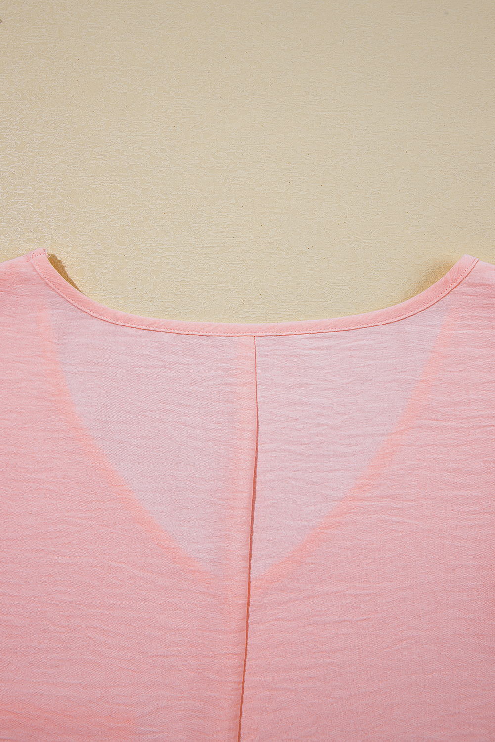Plus Size Pink Textured Half Sleeve V Neck  T Shirt with Chest Pocket