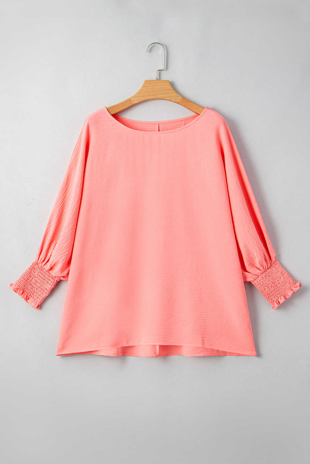 Plus Size Blossom Shirred Cuffs Half Sleeve  Textured Blouse