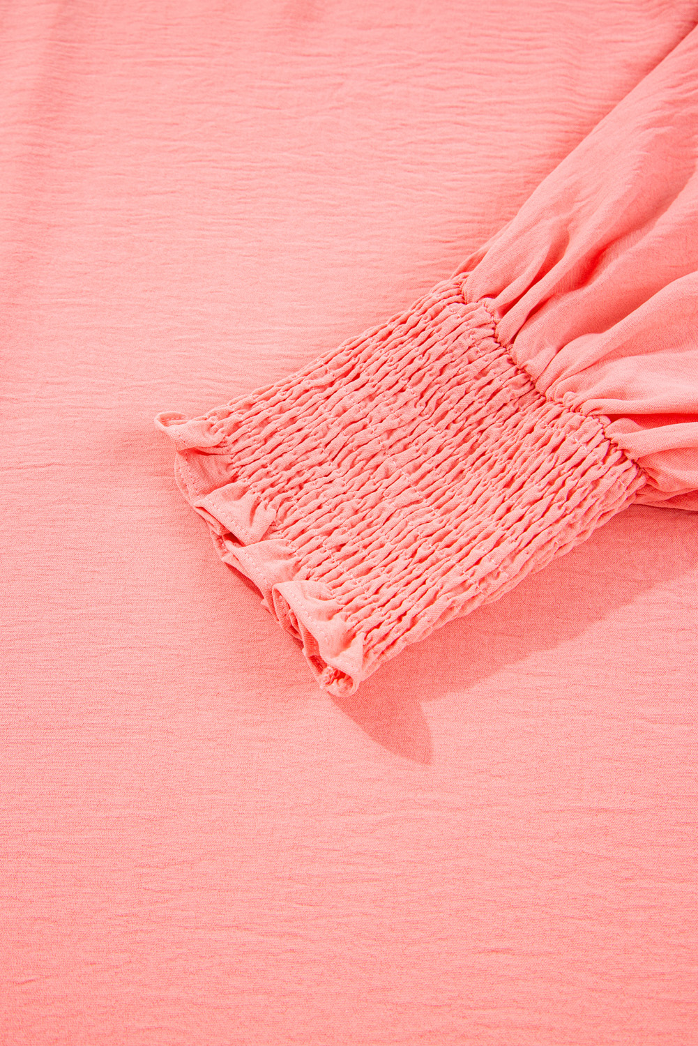 Plus Size Blossom Shirred Cuffs Half Sleeve  Textured Blouse