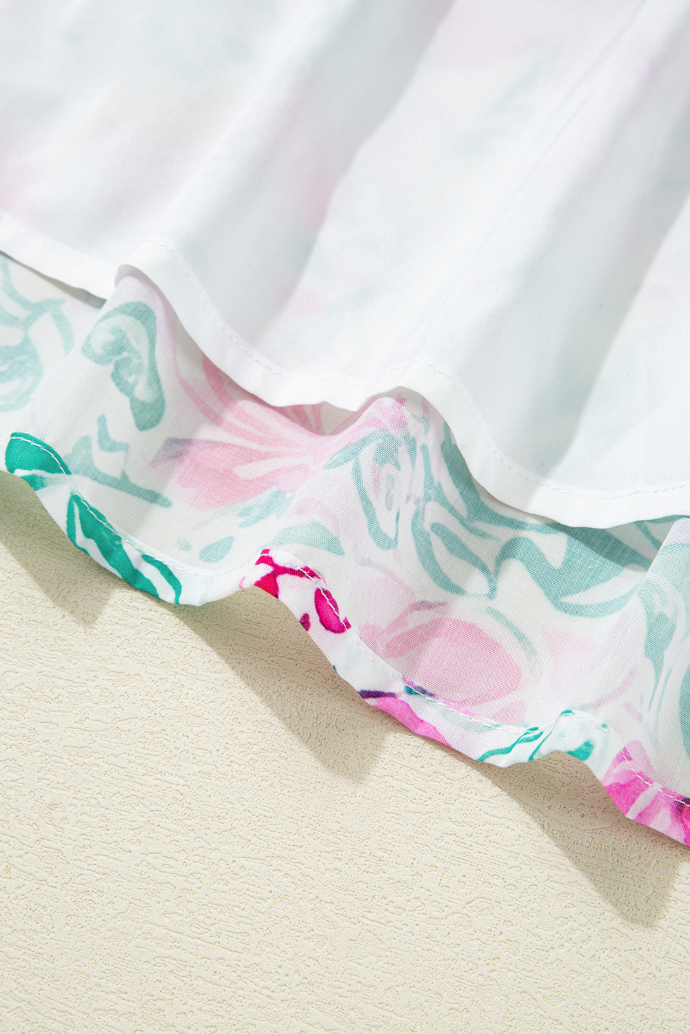 Plus Size White Floral Print Ric-rac Trim Square Neck  Mini Dress