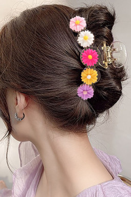 Yellow Vibrant Flower Decor Large Hair Claw Clip