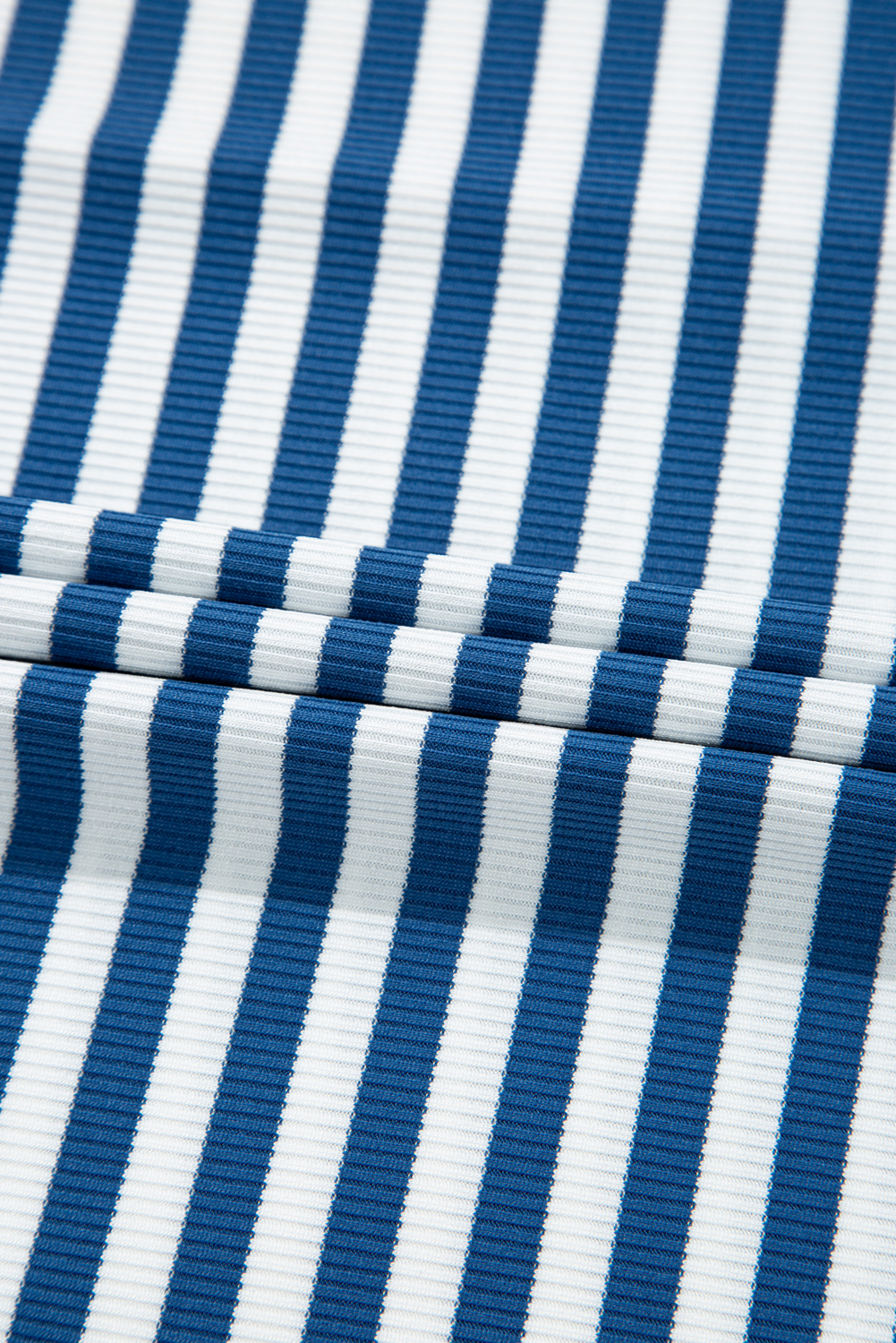 Plus Size Blue Stripe Short Sleeve Collared V Neck Top  Short Set