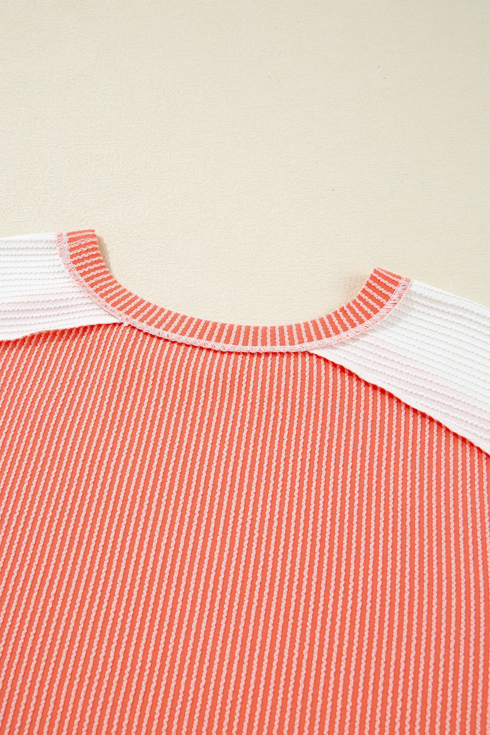 Plus Size Carrot Twist Rib Colorblock Hi Low  Short Sleeve Top