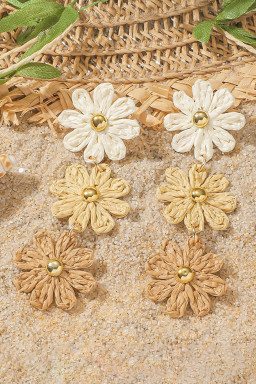 Parchment Crochet Flowers Stud Dangle Earrings