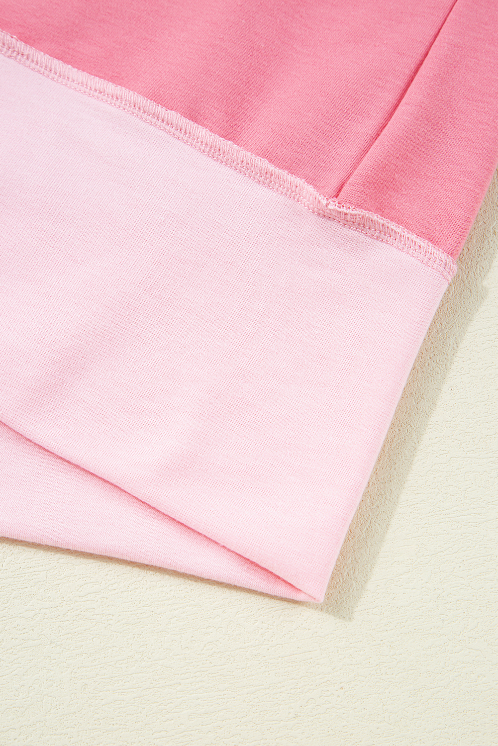 Plus Size Peach Blossom Two Tones Patchwork Half Sleeve  T Shirt