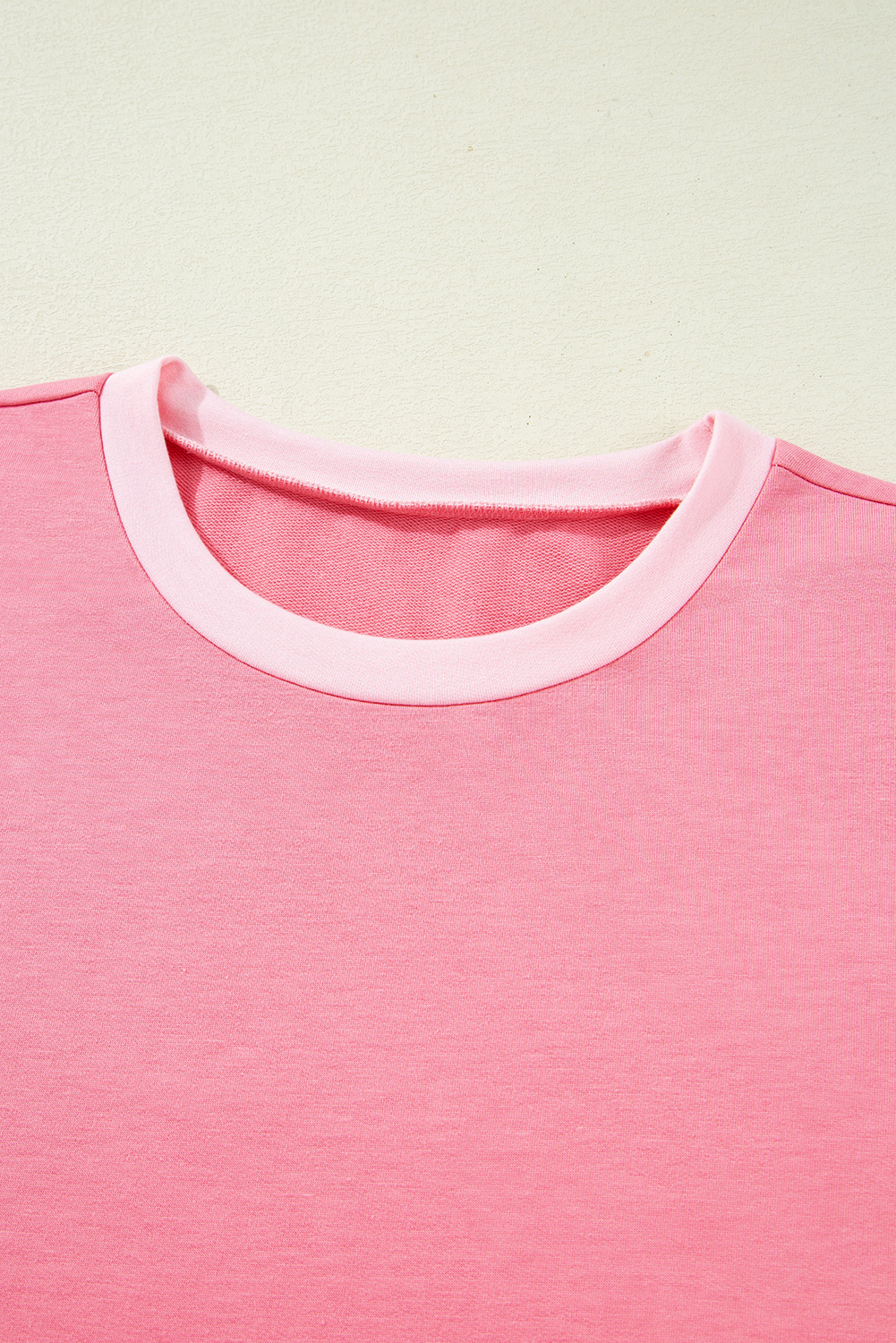 Plus Size Peach Blossom Two Tones Patchwork Half Sleeve  T Shirt