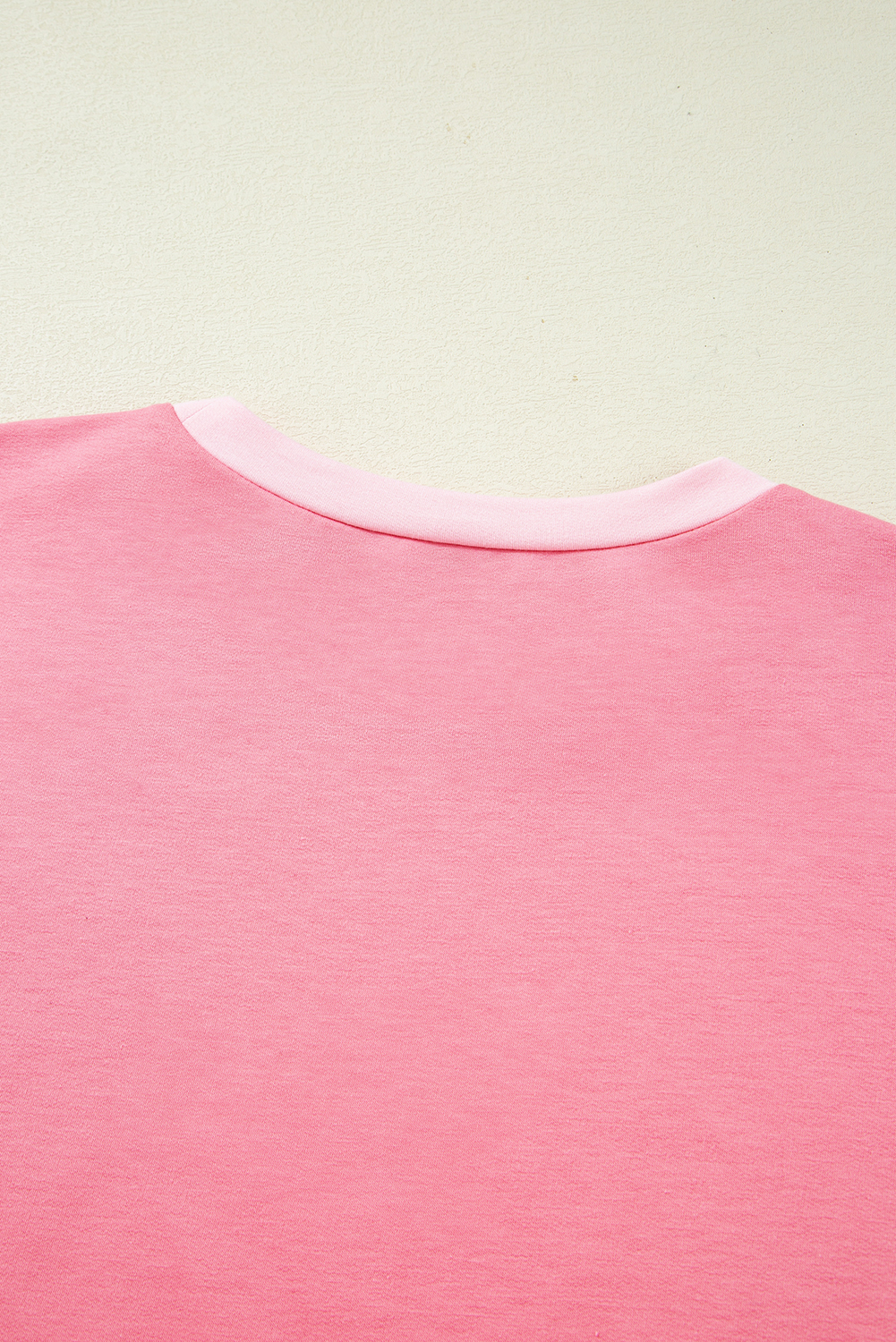 Plus Size Peach Blossom Two Tones Patchwork Half Sleeve  T Shirt