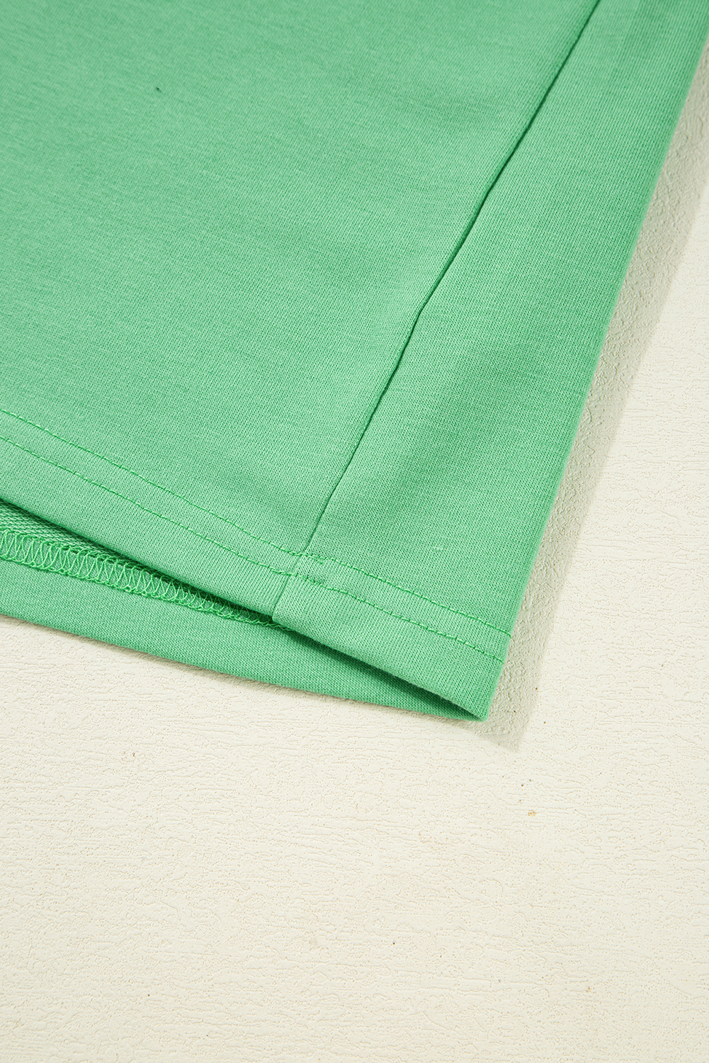 Plus Size Mint Green  V Neck Tee Patched Pocket Drawstring Shorts Set