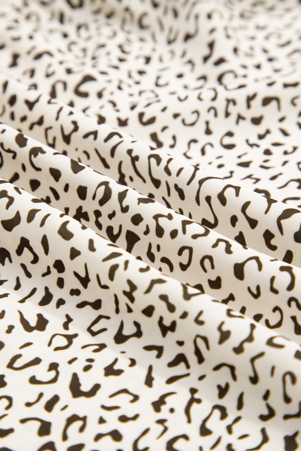 Plus Size Beige  Leopard Print Frill Trim Short Sleeve Flared Dress