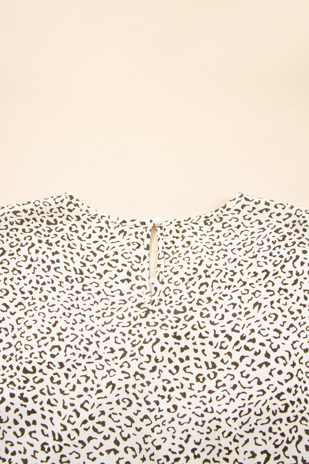 Plus Size Beige  Leopard Print Frill Trim Short Sleeve Flared Dress