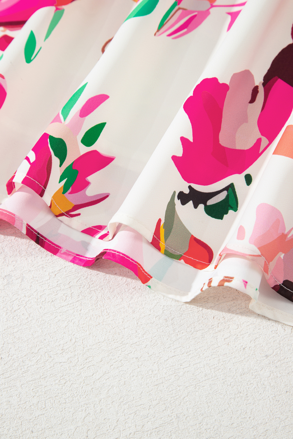 Plus Size Pink Floral Print V Neck Ruffle Sleeve  Midi Dress