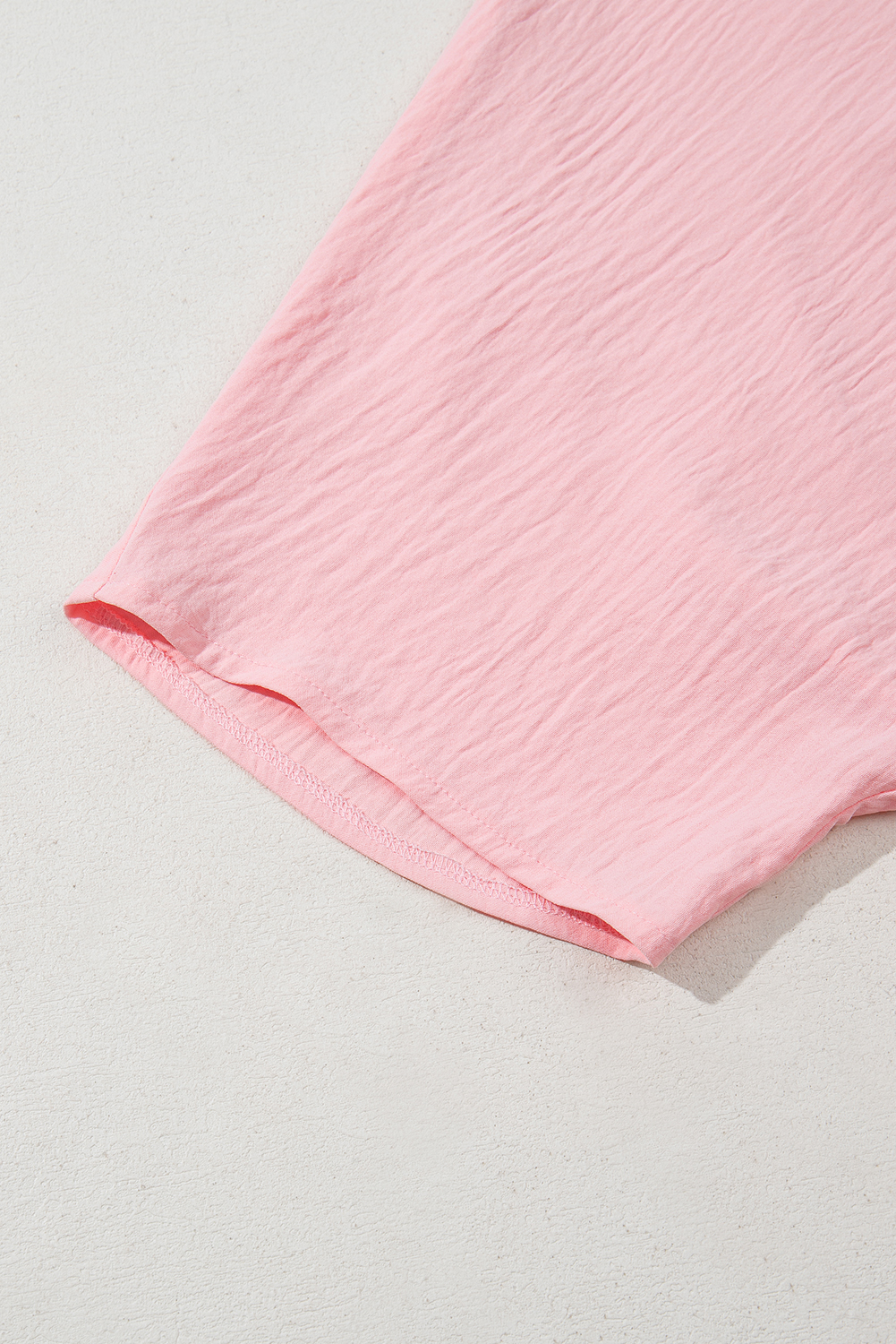 Plus Size Pink Textured Half Sleeve V Neck  T Shirt with Chest Pocket