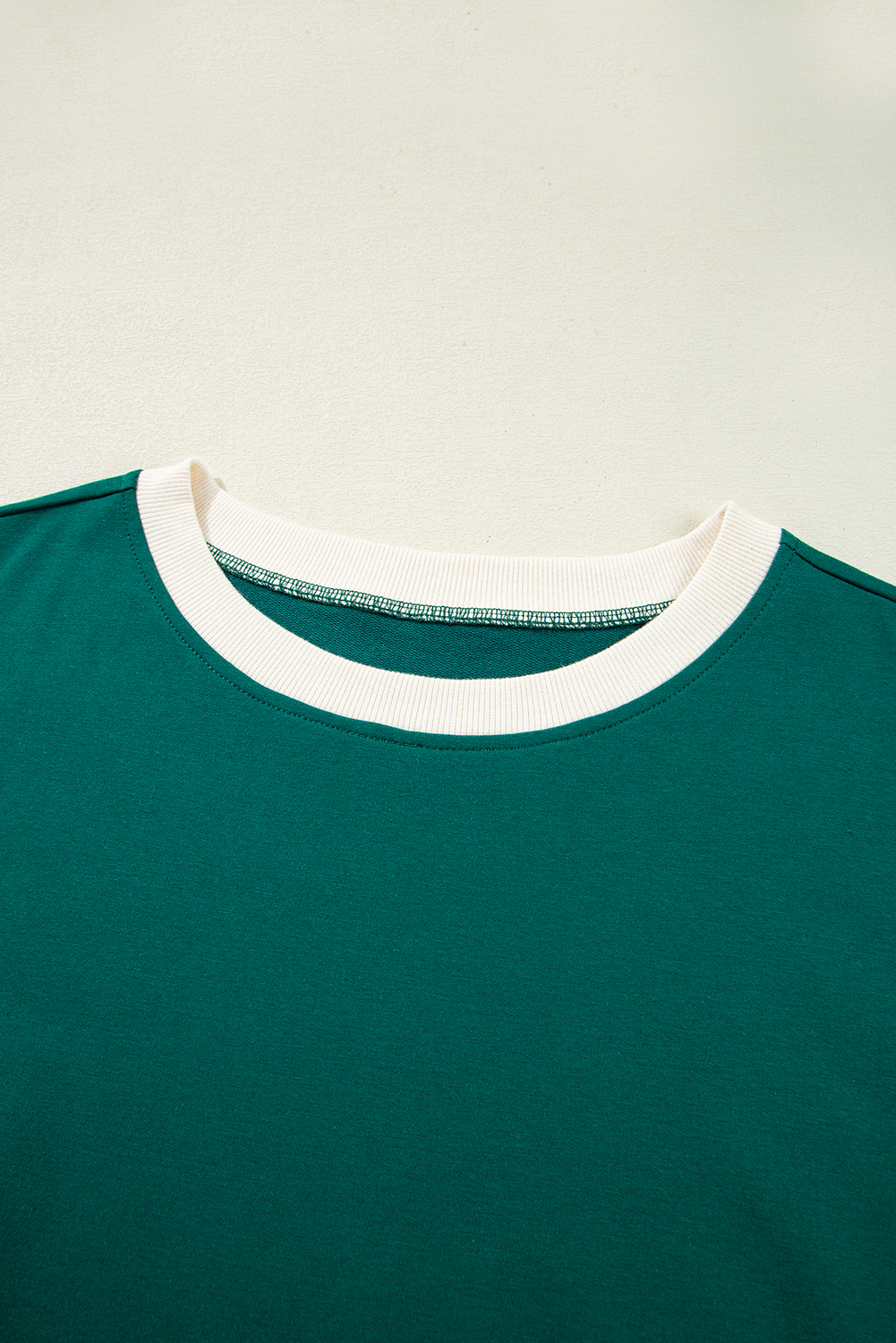 Plus Size Evergreen  Contrast Trim T Shirt and Skirt Two Piece Set