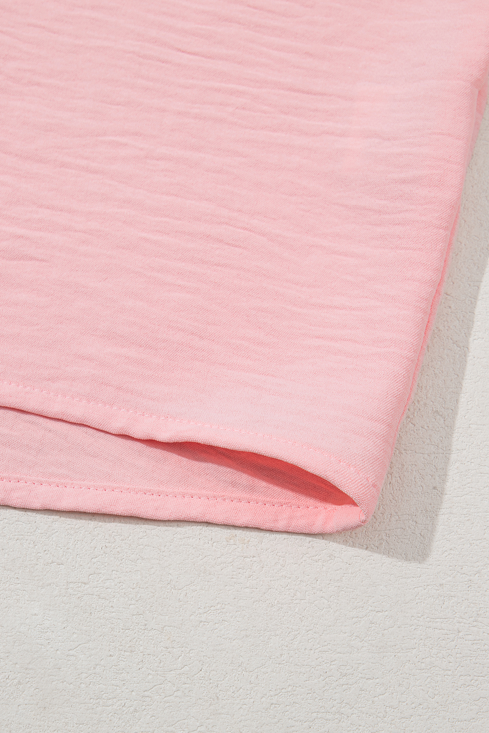 Plus Size Pink Textured Half Sleeve V Neck  T Shirt with Chest Pocket