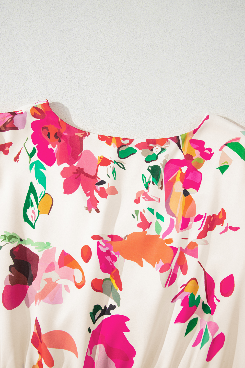 Plus Size Pink Floral Print V Neck Ruffle Sleeve  Midi Dress