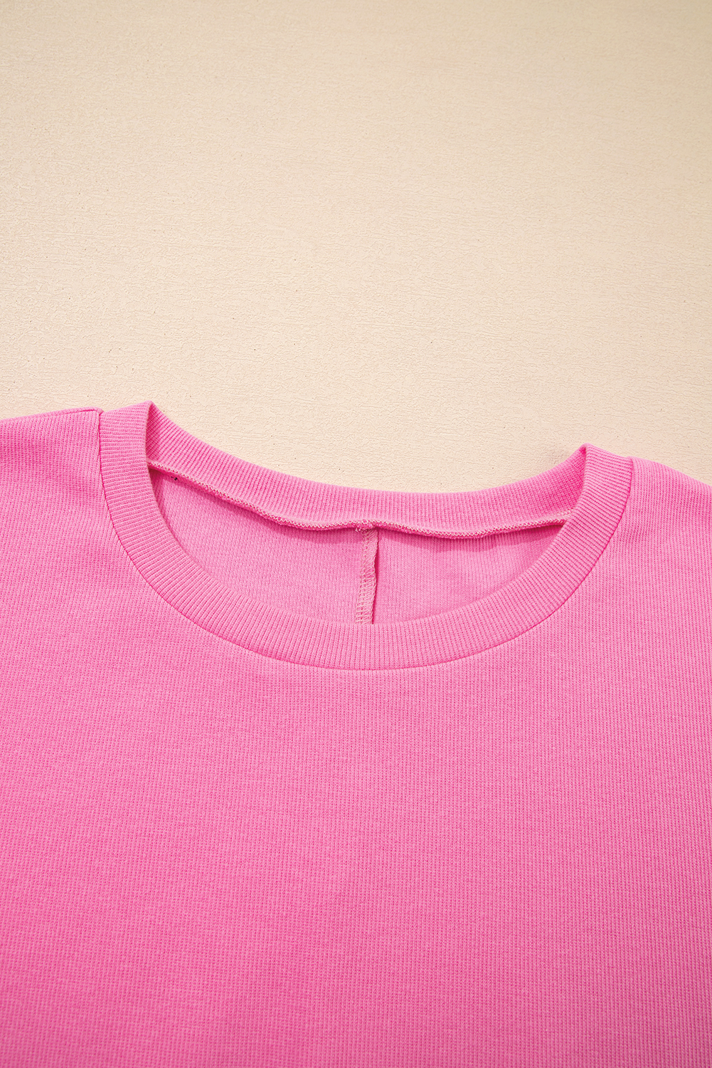 Plus Size Pink Ribbed Drop Shoulder Tee and Skort  Set