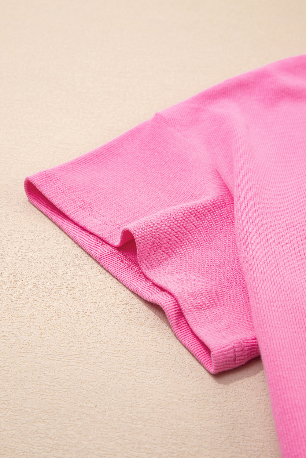 Plus Size Pink Ribbed Drop Shoulder Tee and Skort  Set