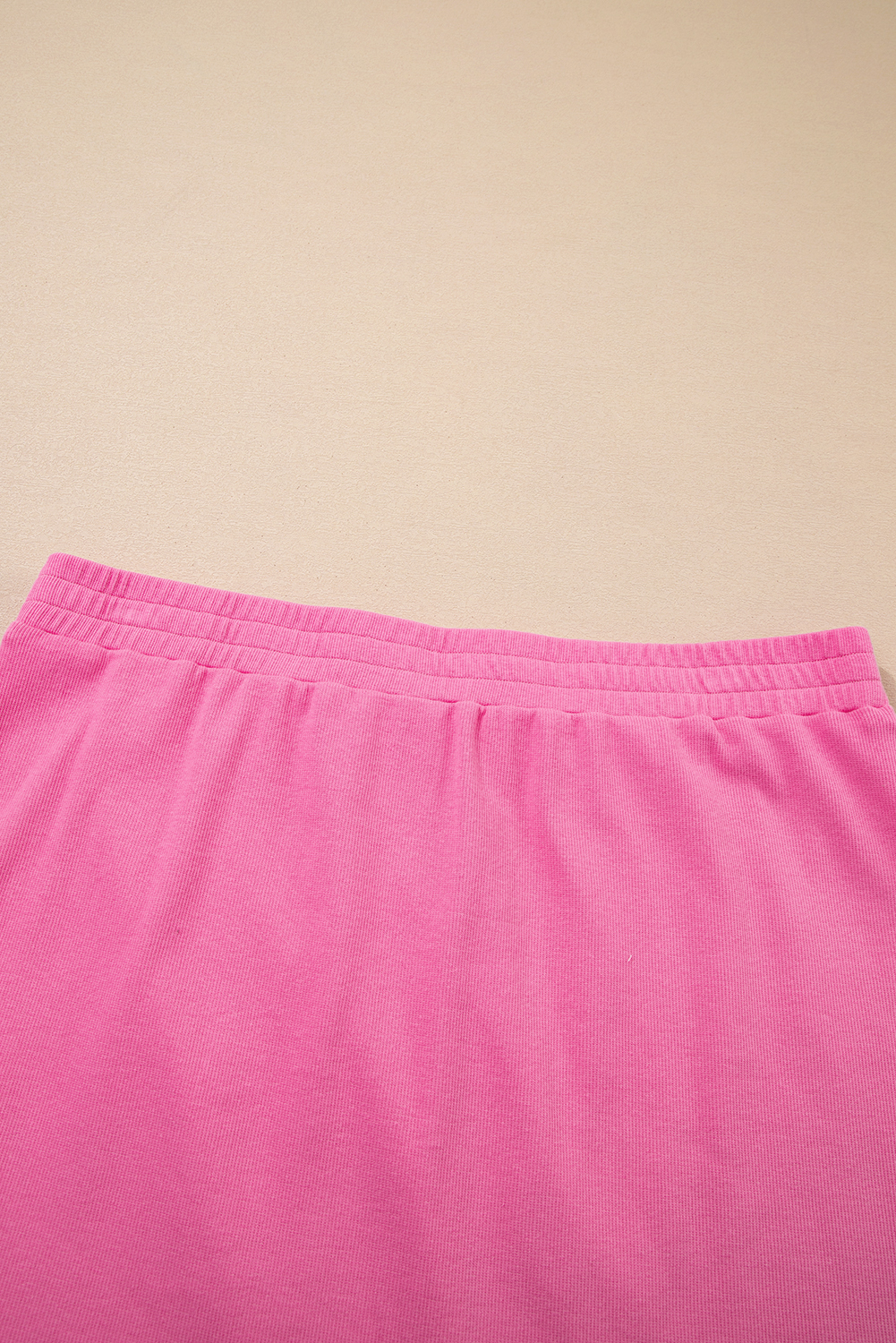Plus Size Pink Ribbed Drop Shoulder Tee and Skort  Set