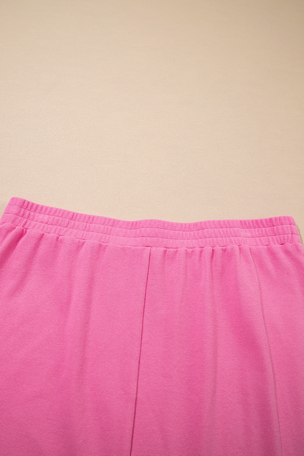 Plus Size Pink Ribbed Drop Shoulder Tee and Skort  Set
