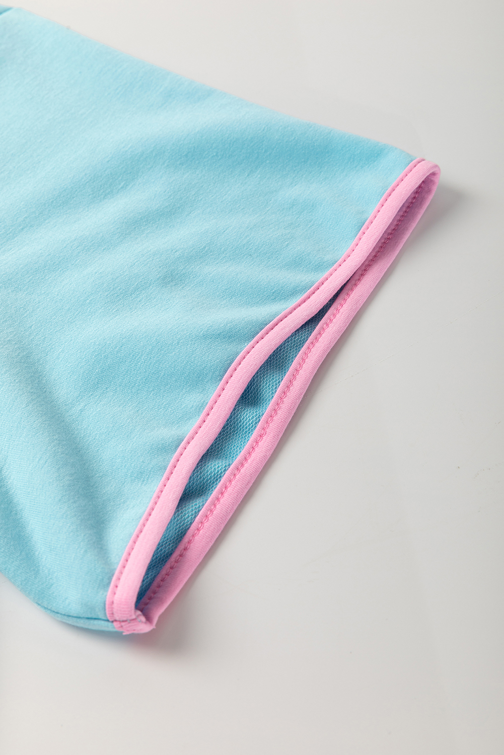 Plus Size Turquoise  Contrast Trim T Shirt and Skirt Two Piece Set